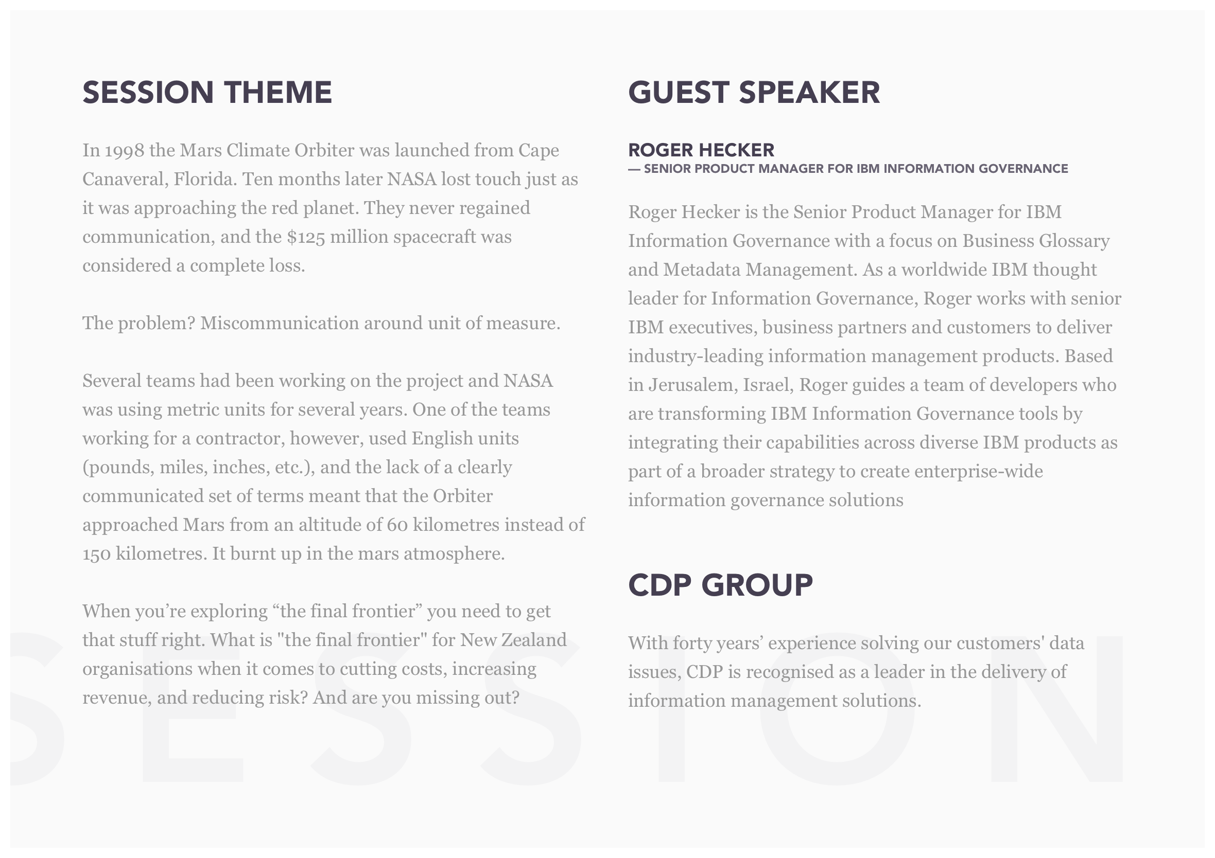 CDP executive lunch invitation session theme