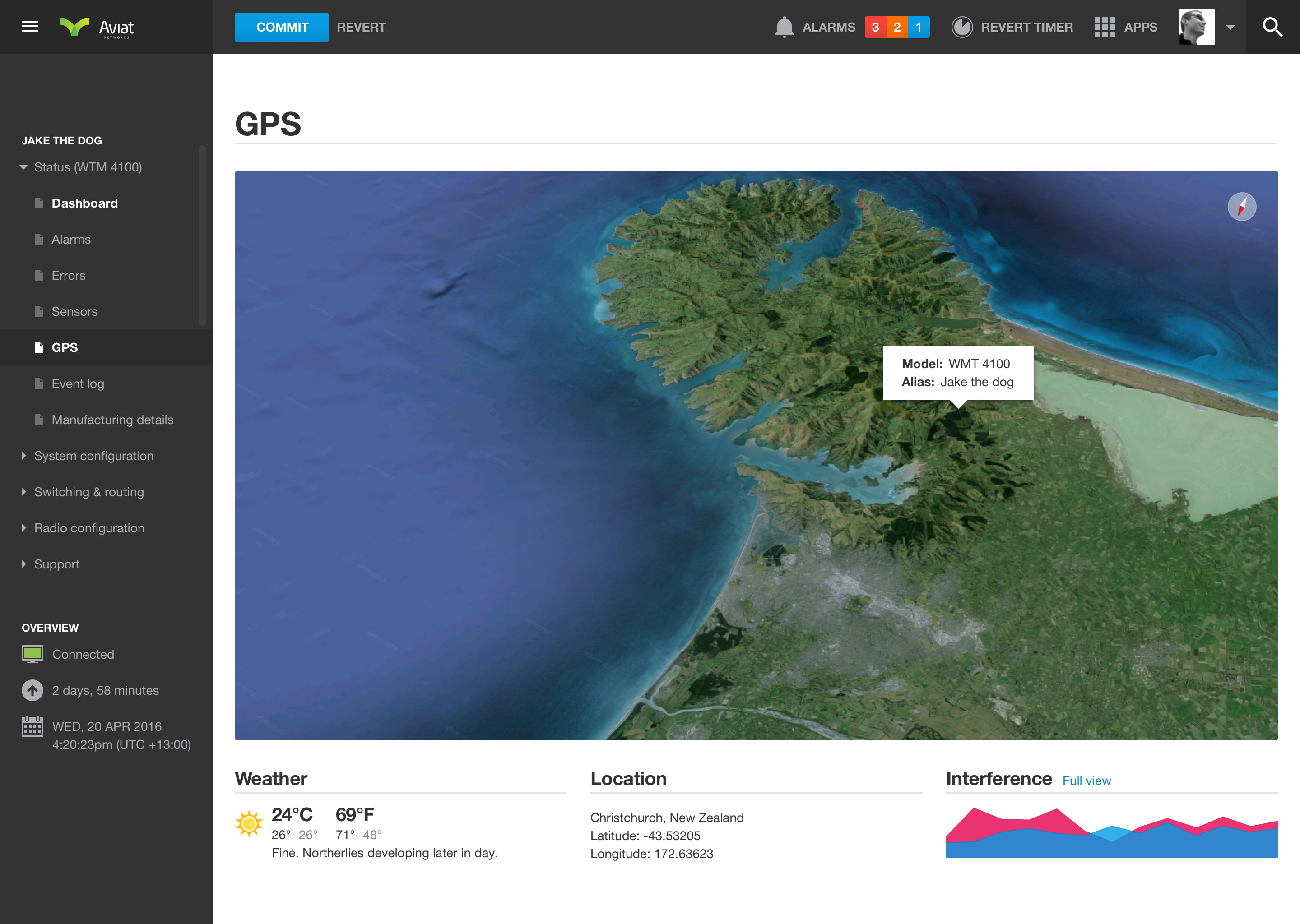 Networking dashboard GPS