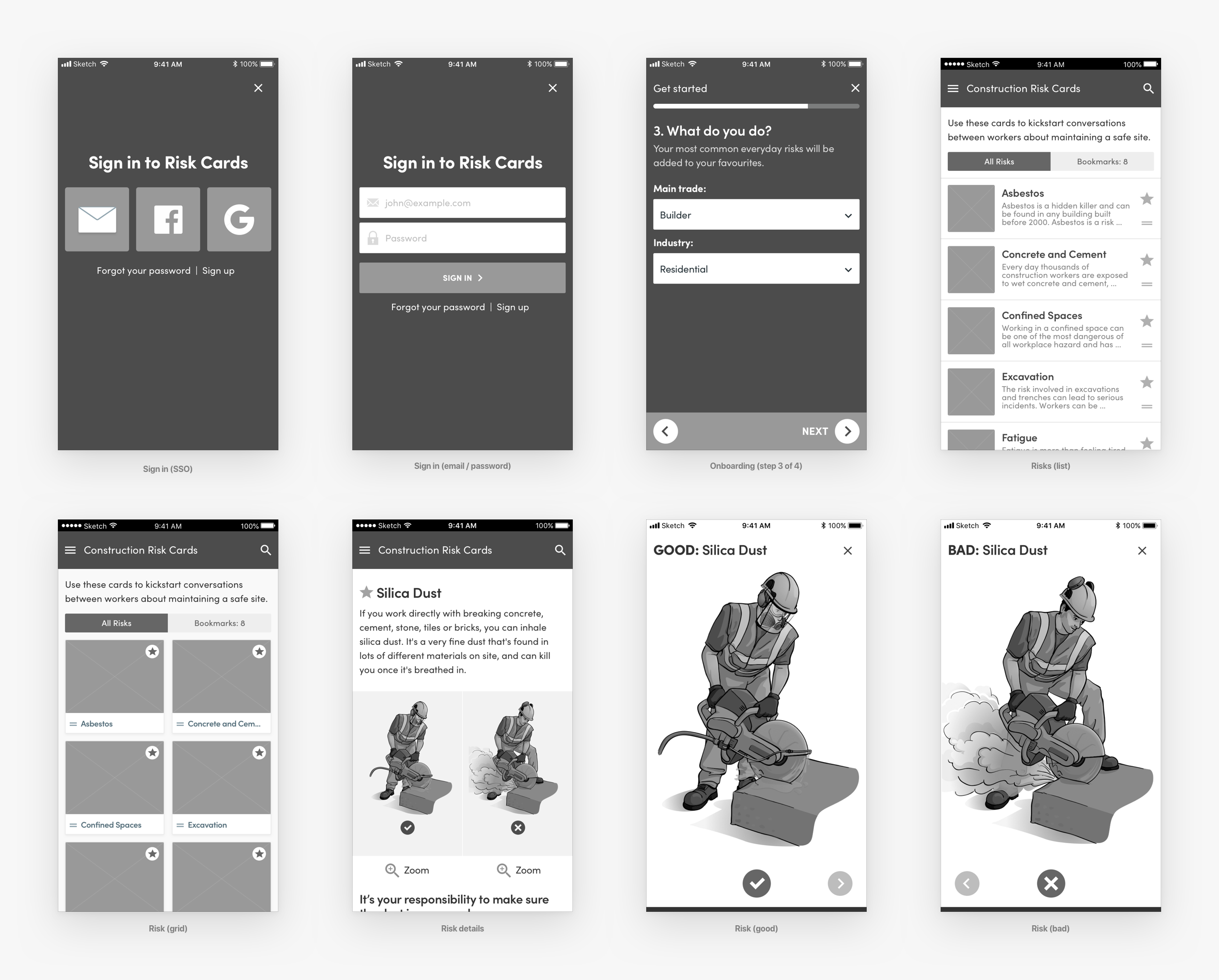 health-and-safety-app-wireframes