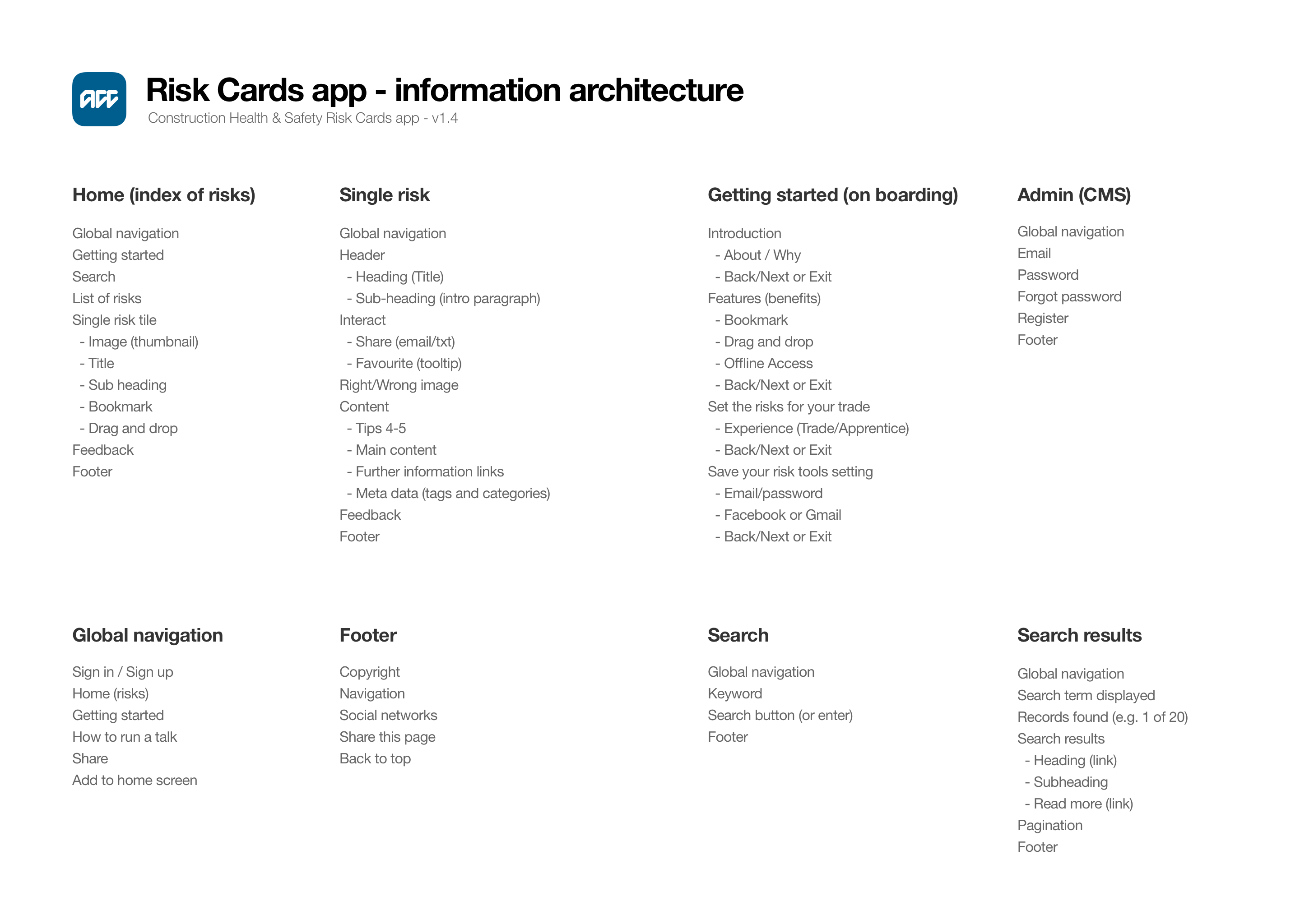 health-and-safety-app-information-architecture