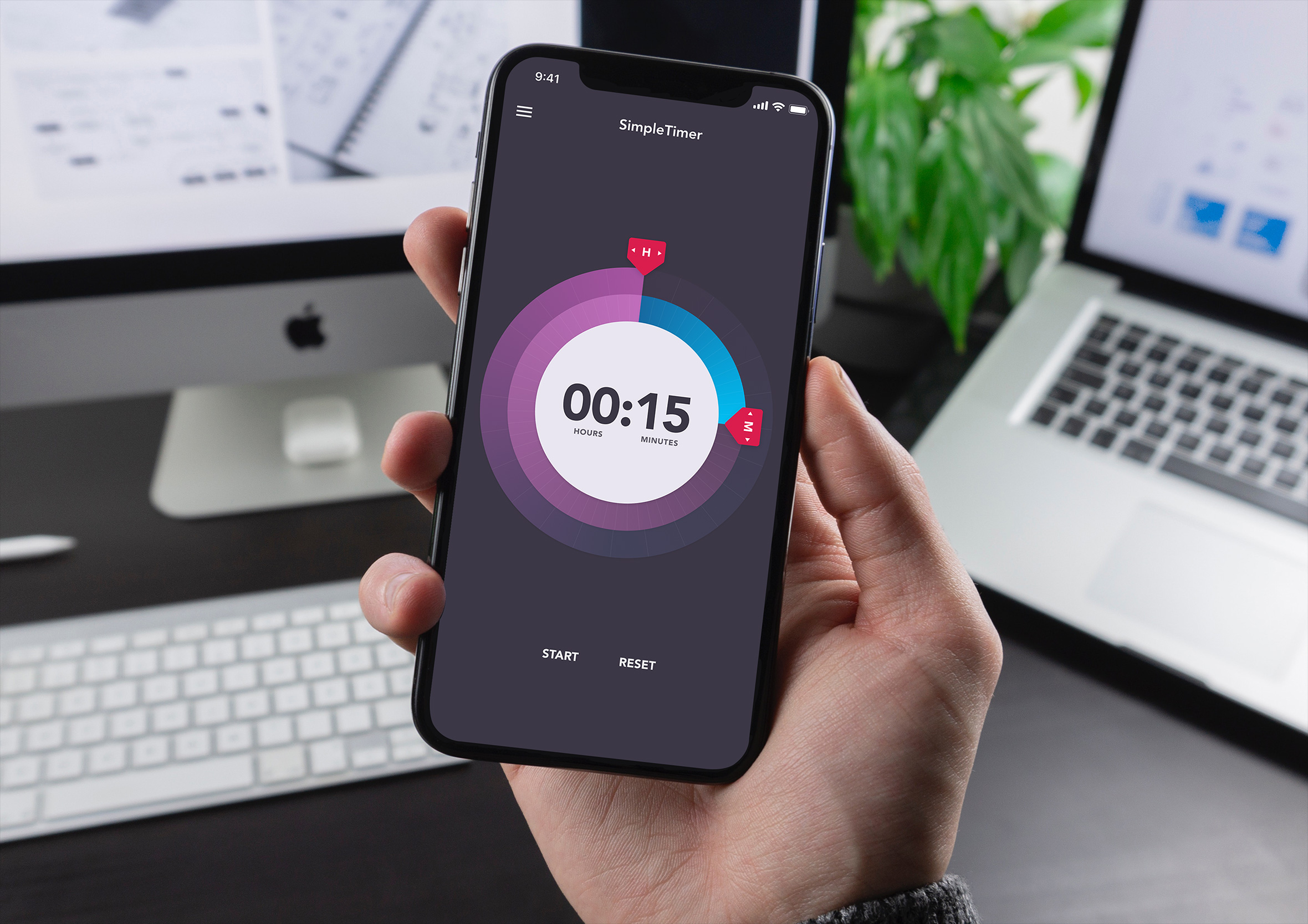 SimpleTimer iPhone app mockup