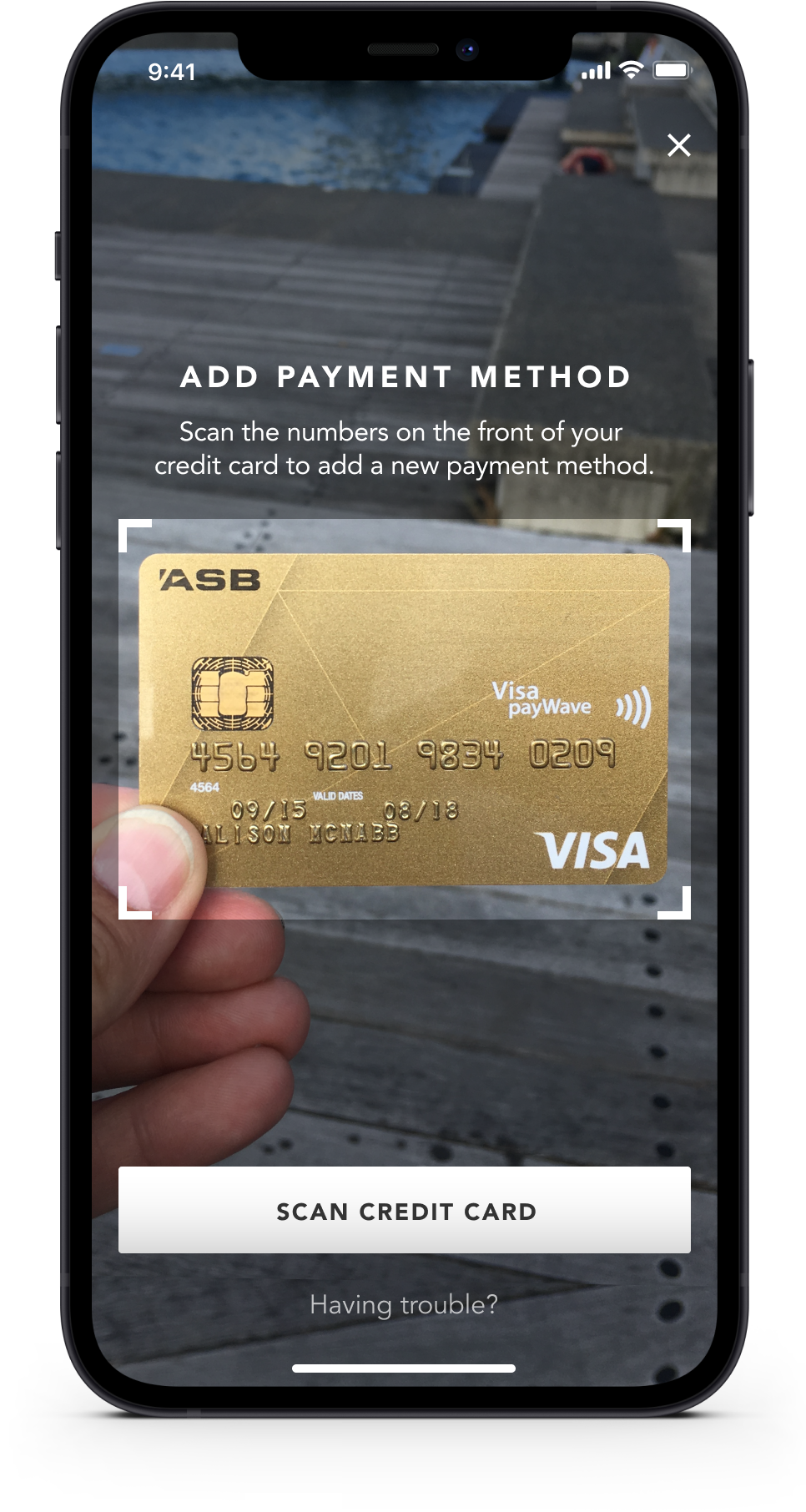 Travel rewards app credit card scanner