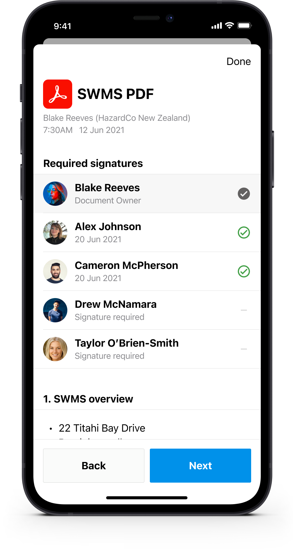 worksite health and safety app signatures