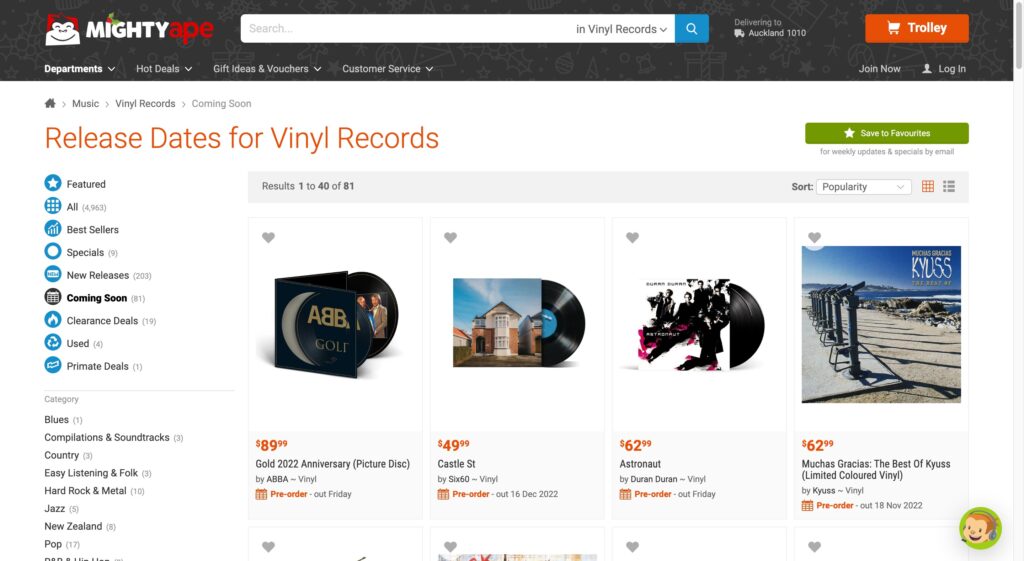Where to buy vinyl records in New Zealand — User Experience Designer