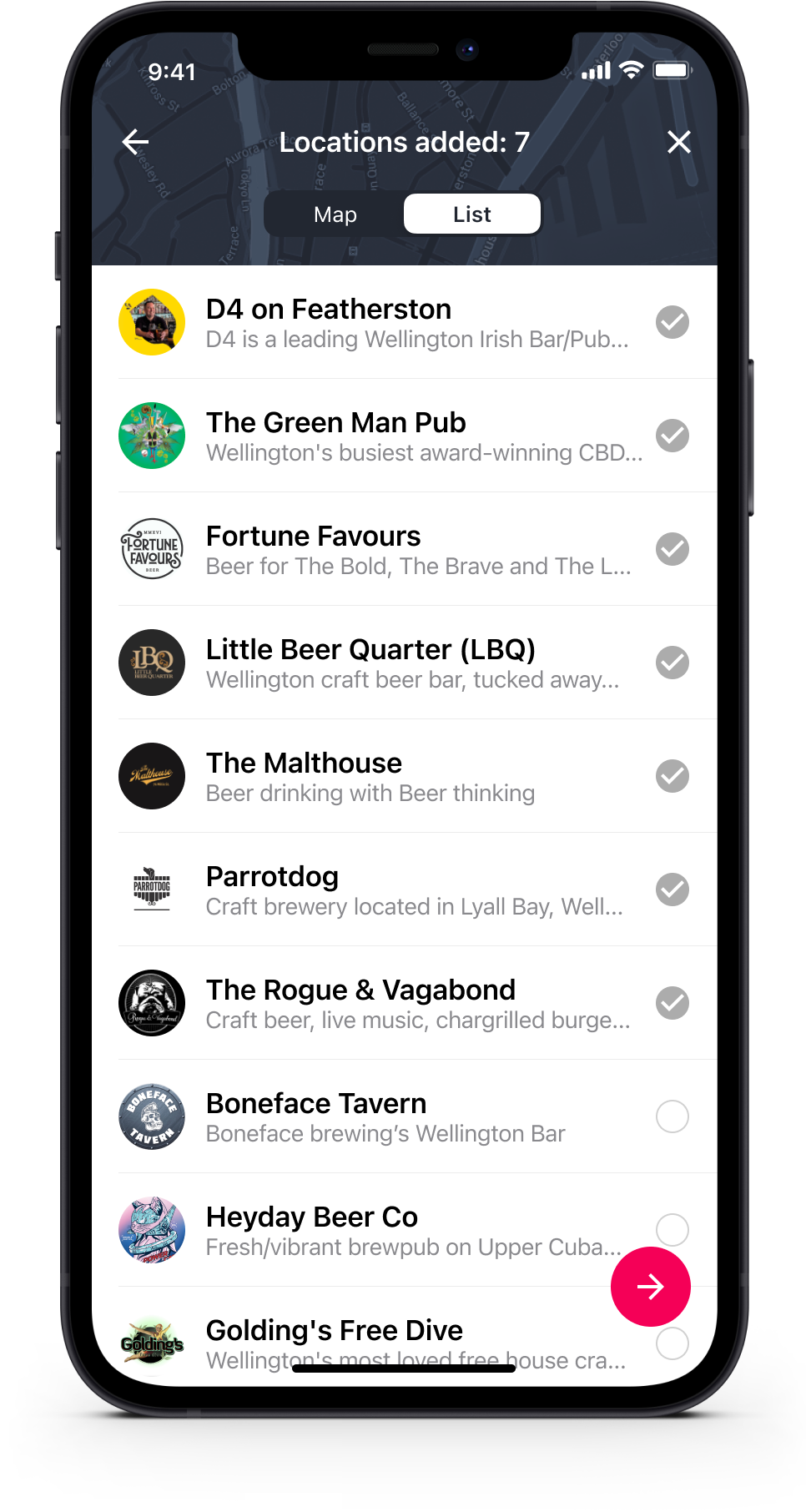 wellington-craft-beer-crawl-app-select-venues-list